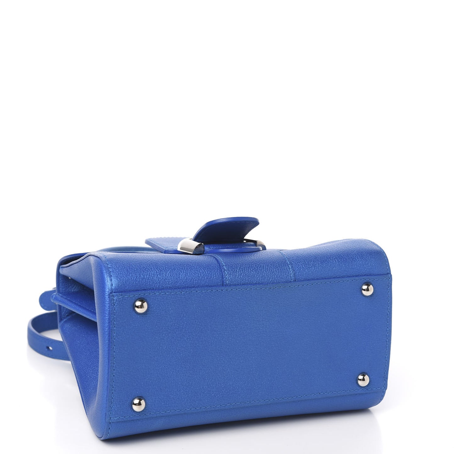 Metallic Grained Calfskin Mini Brillant Satchel Satin Electric