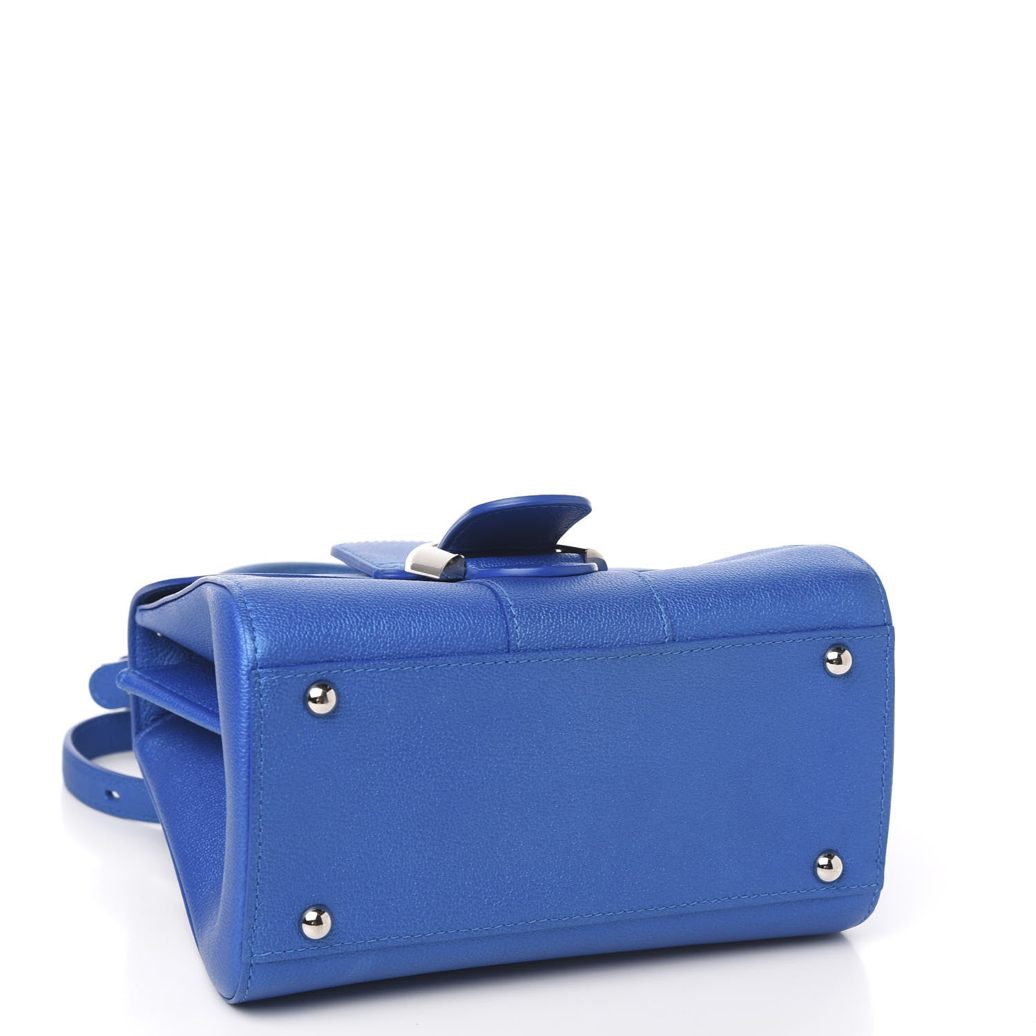 Delvaux Metallic Grained Calfskin Mini Brillant Satchel Satin Electric 3 of 10