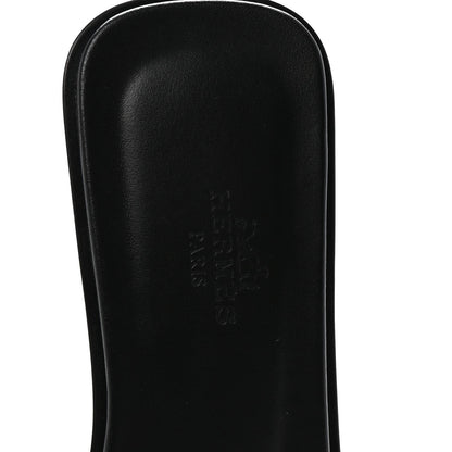 Hermes Box Calfskin Oran Sandals 37.5 Black 7 of 9