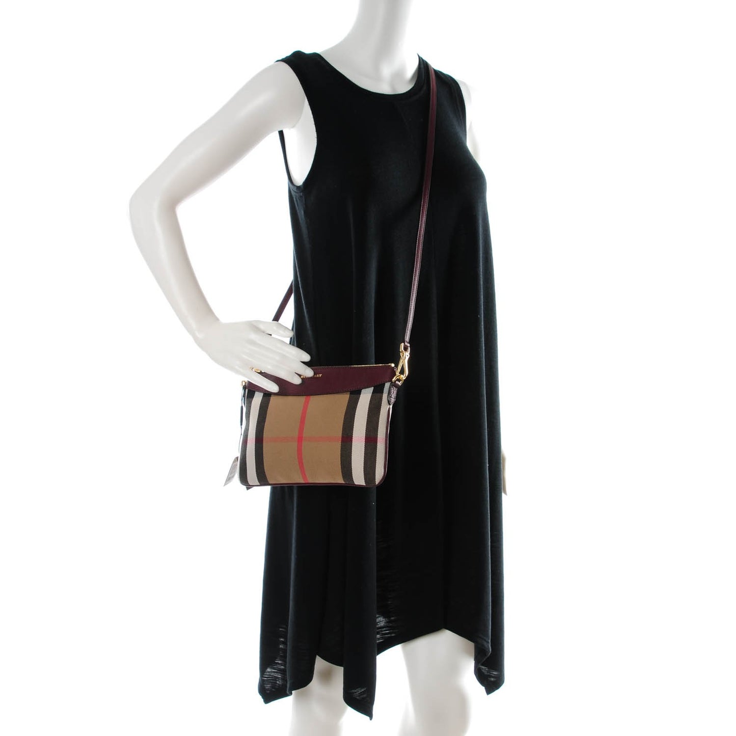 House Check Derby Peyton Crossbody Clutch Bag Mahogany Red