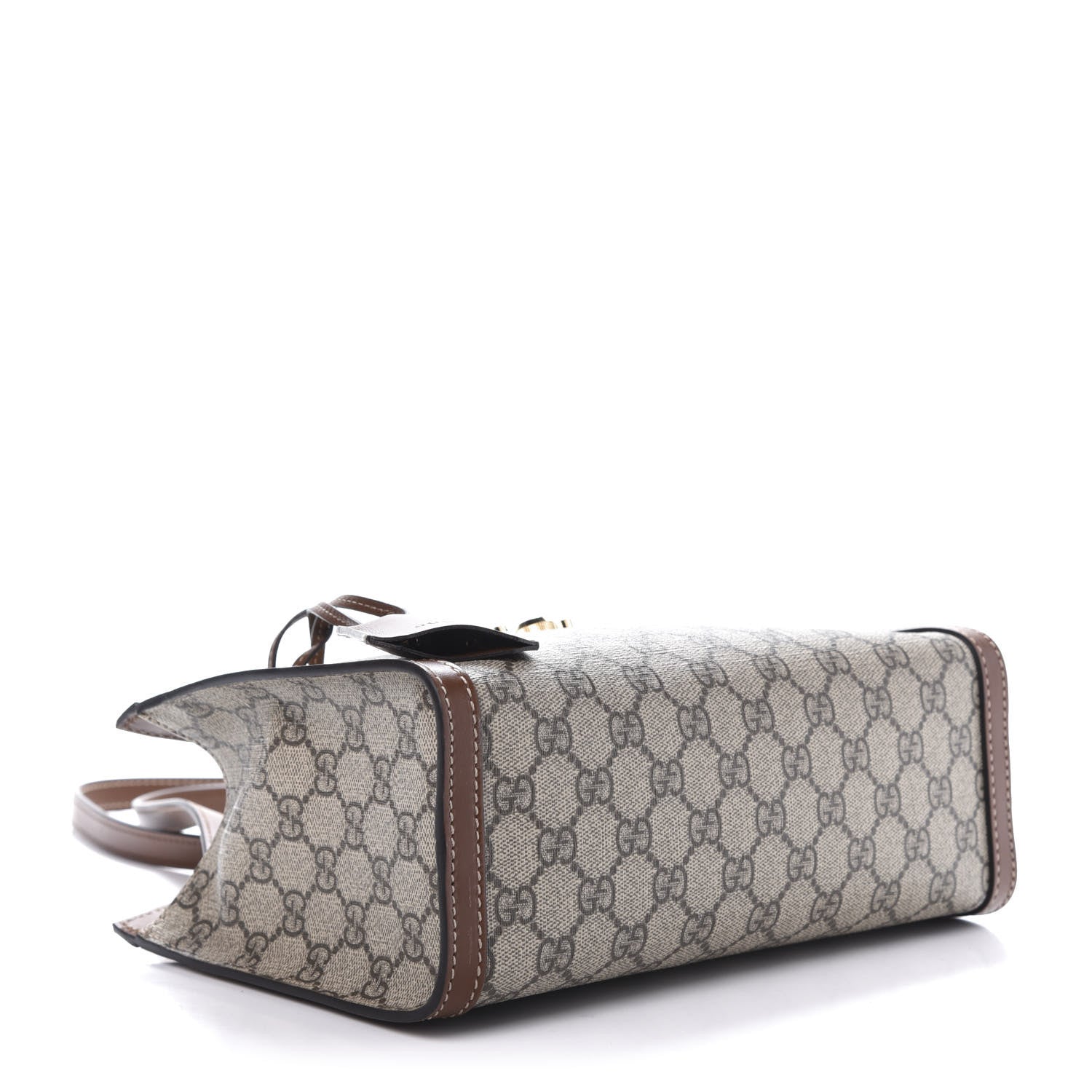 Gucci GG Supreme Monogram Calfskin Small Padlock Tote Beige Ebony Tuscany 4 of 12