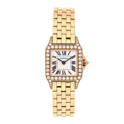 Cartier 18K Yellow Gold Diamond 20mm Santos Demoiselle Quartz Watch 1 of 4
