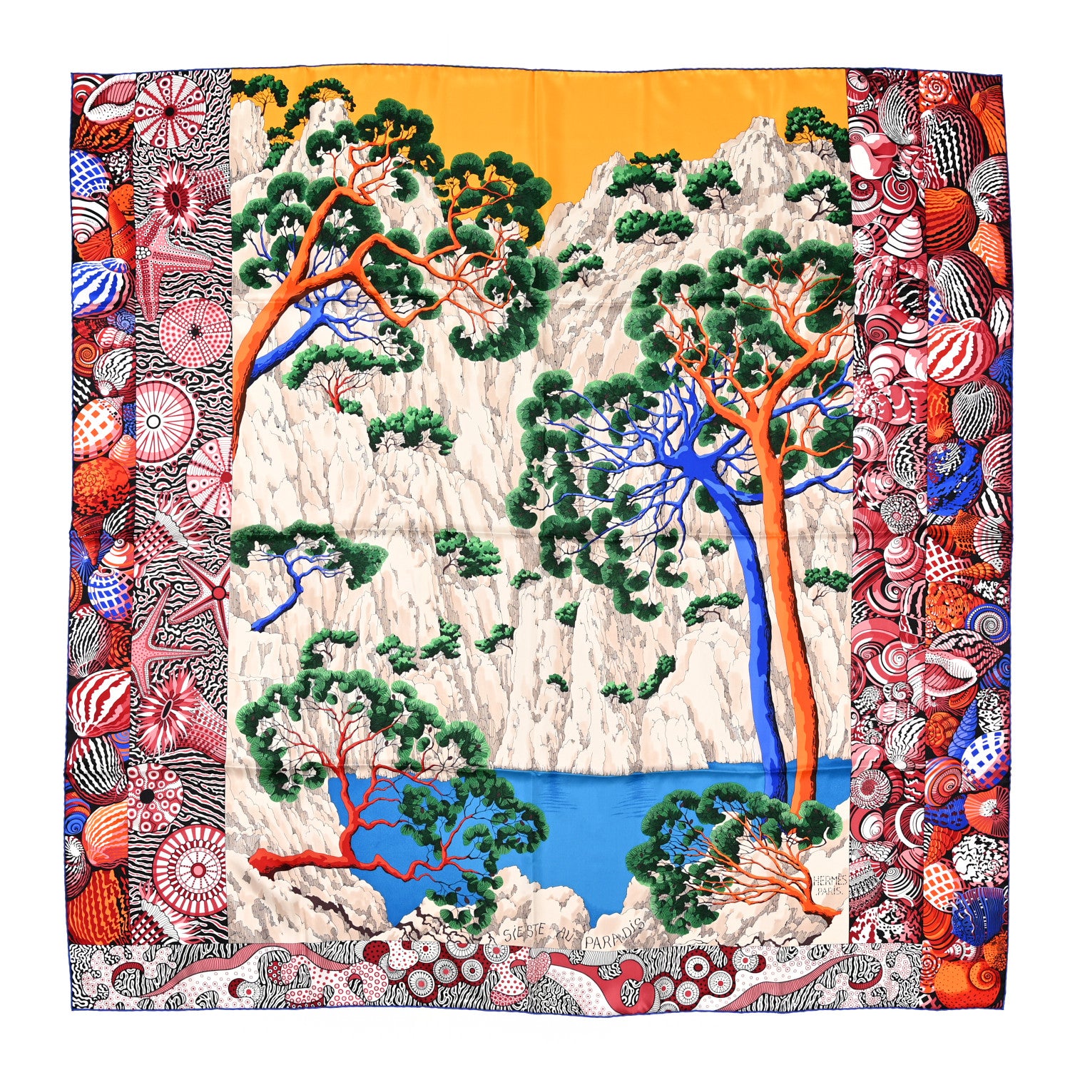 Hermes Cashmere Silk Sieste Au Paradis Scarf 140 1 of 5