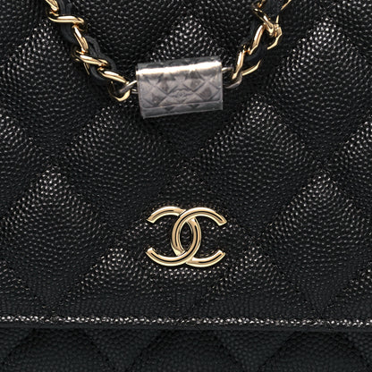 Chanel Caviar Quilted Wallet With Charms On Chain WOC Black 9 of 15