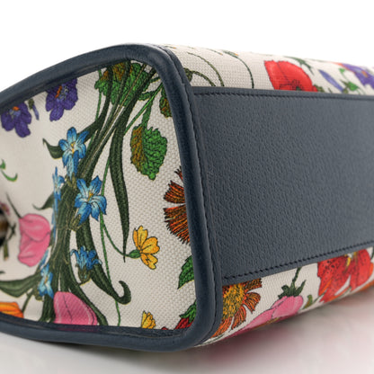 Gucci Canvas Medium Flora Tote White Multicolor Blue Agata 9 of 12