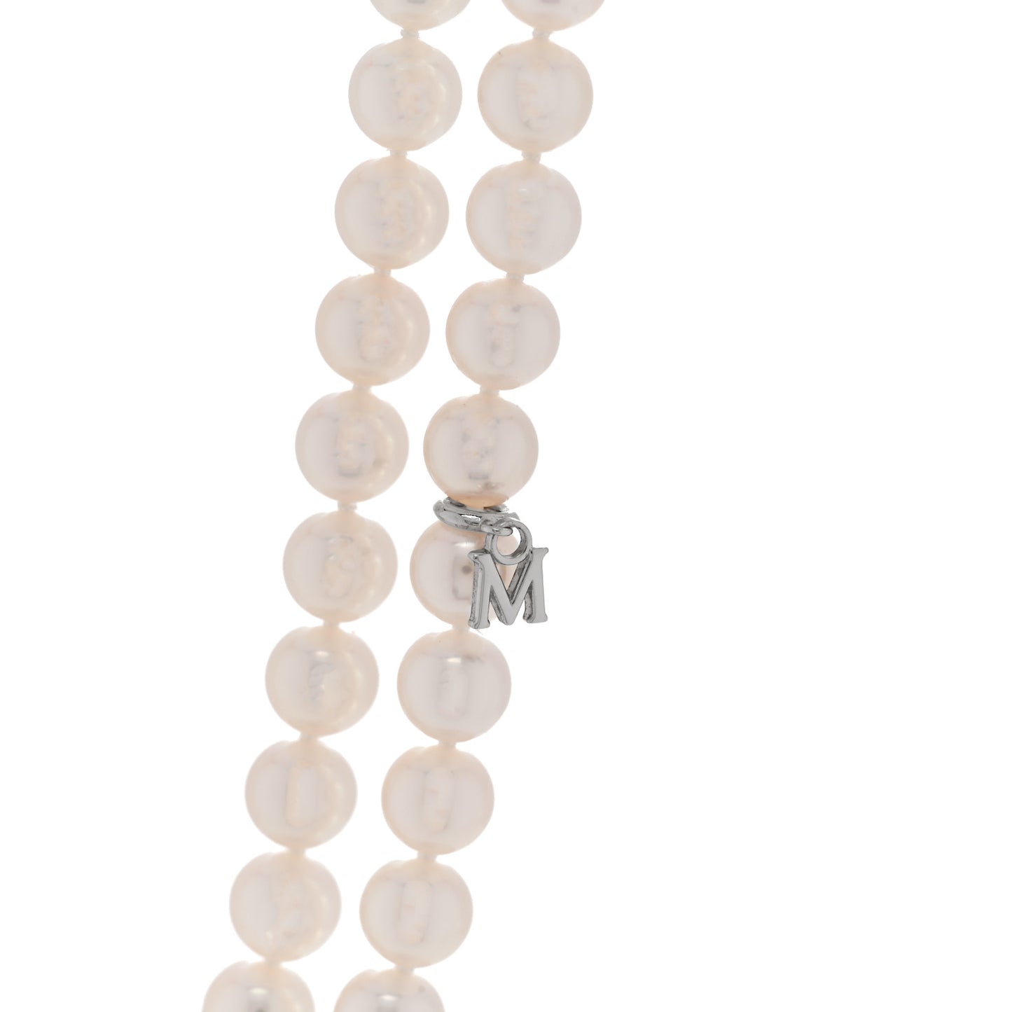 18K White Gold Diamond Akoya Cultured Pearl 6.5-7mm Double Strand Necklace