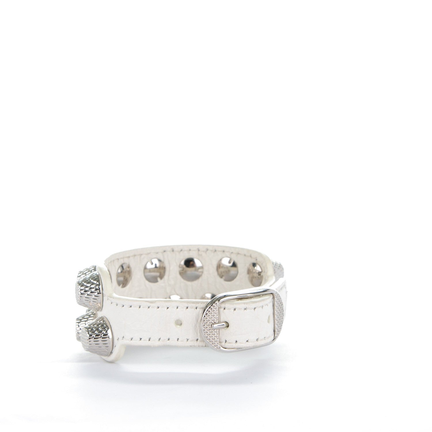 Balenciaga Agneau Giant Silver Hardware Two Row Stud M Bracelet White Light 3 of 5