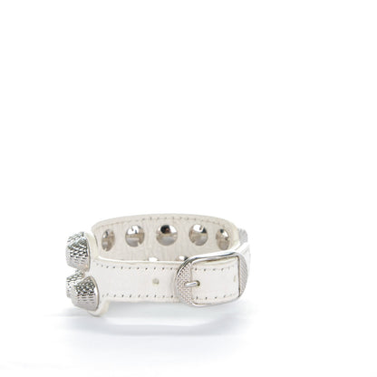 Balenciaga Agneau Giant Silver Hardware Two Row Stud M Bracelet White Light 3 of 5