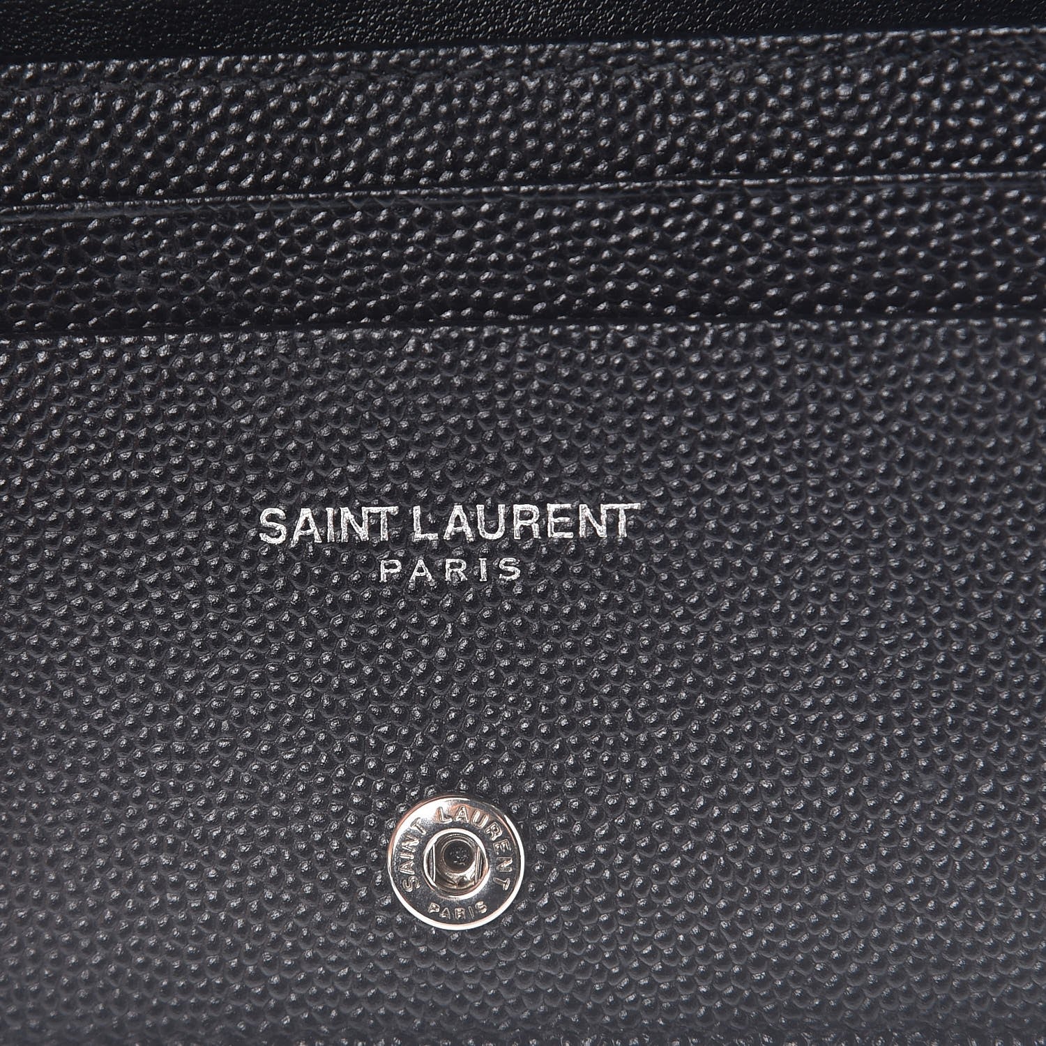 Saint Laurent Grain De Poudre Matelasse Chevron Monogram Card Case Black 6 of 8