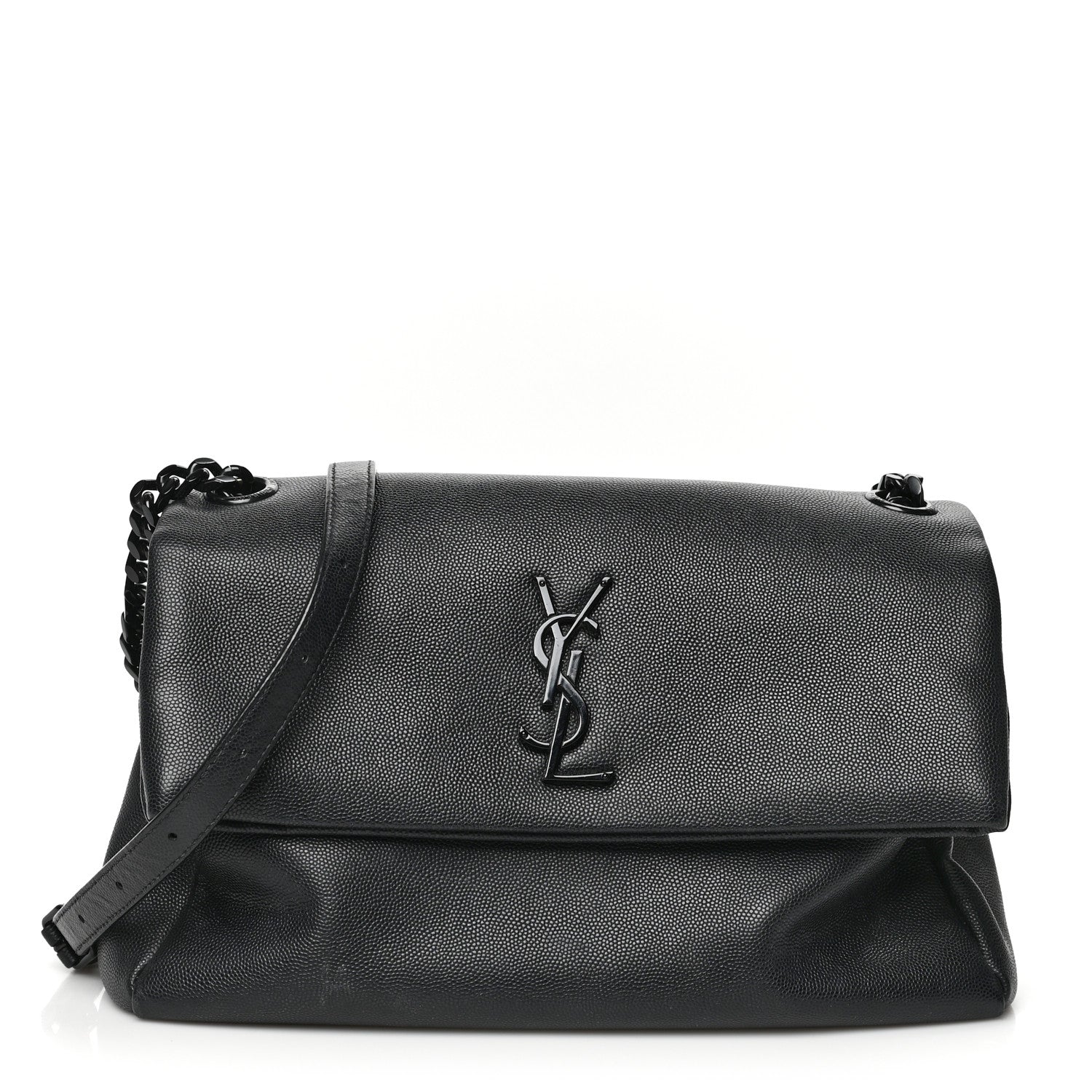 Saint Laurent Grain De Poudre Medium West Hollywood Monogram Fold-Over Black 1 of 11