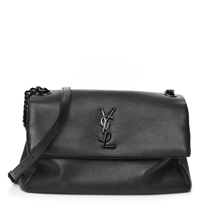 Saint Laurent Grain De Poudre Medium West Hollywood Monogram Fold-Over Black 1 of 11
