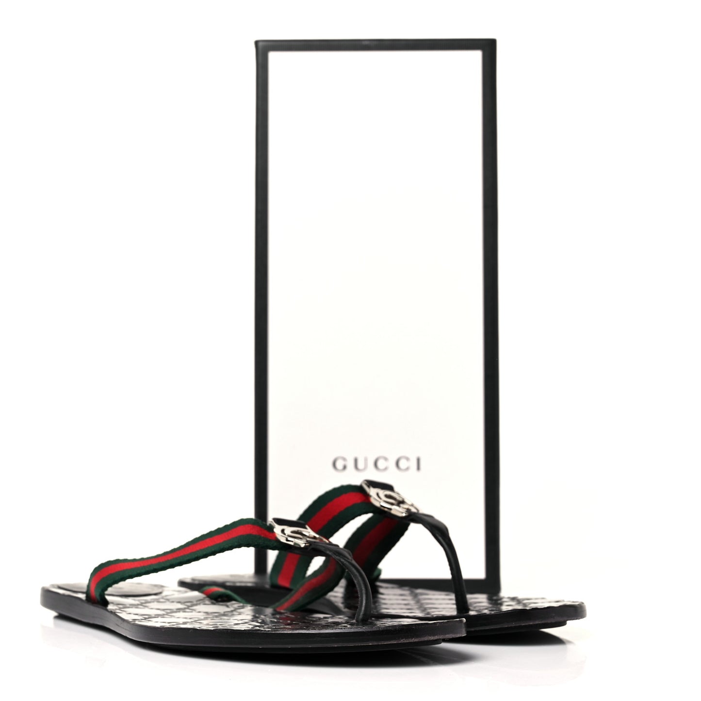 Nylon Guccissima Web Womens Thong Sandals 42 Green Red Black