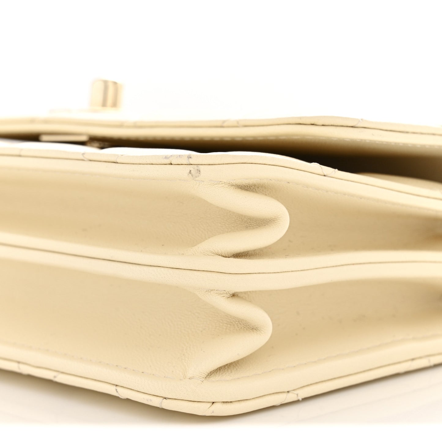 Lambskin Quilted Trendy CC Dual Handle Clutch With Chain Light Beige