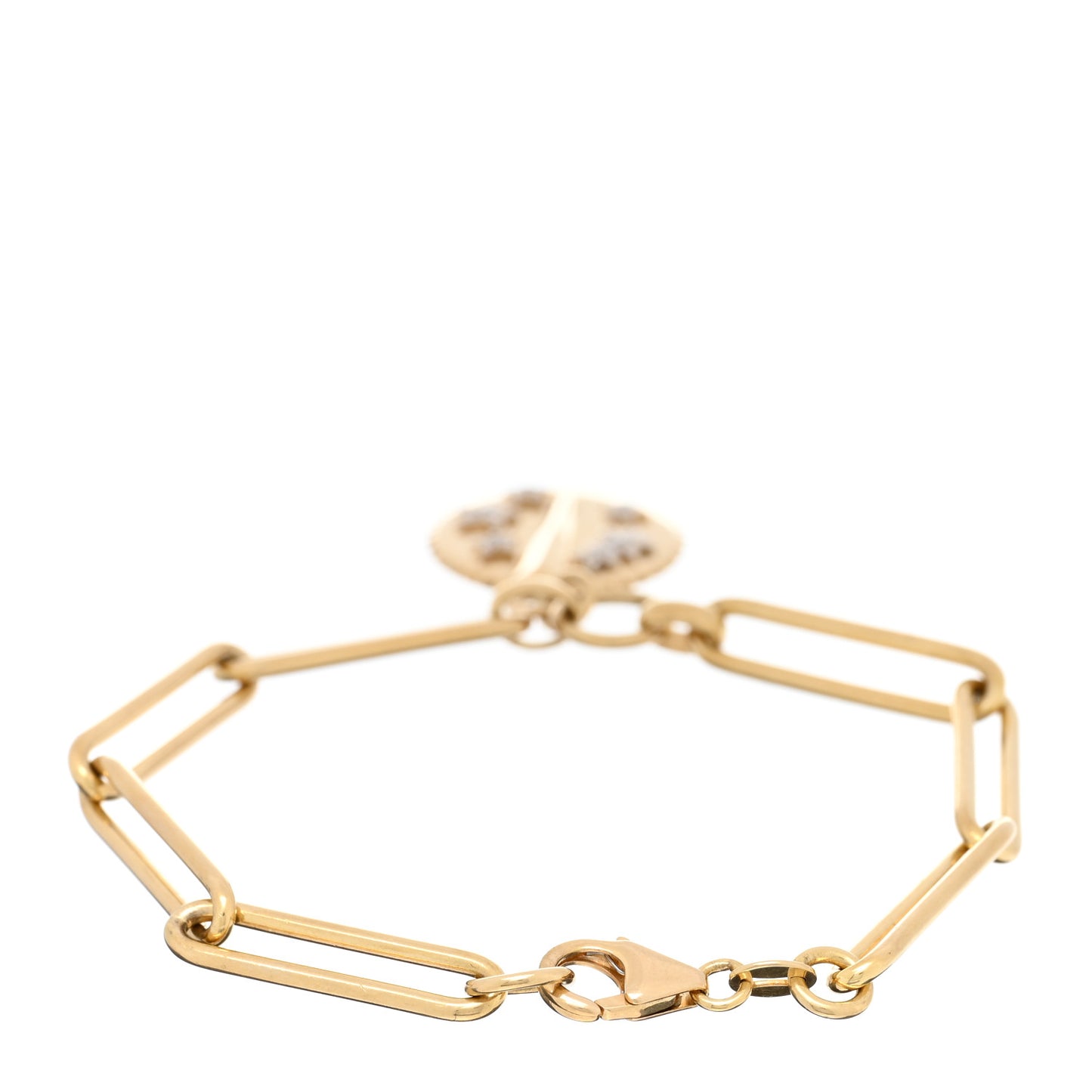 18K Yellow Gold Diamond Baby Resilience Medallion Extended Clip Chain Bracelet