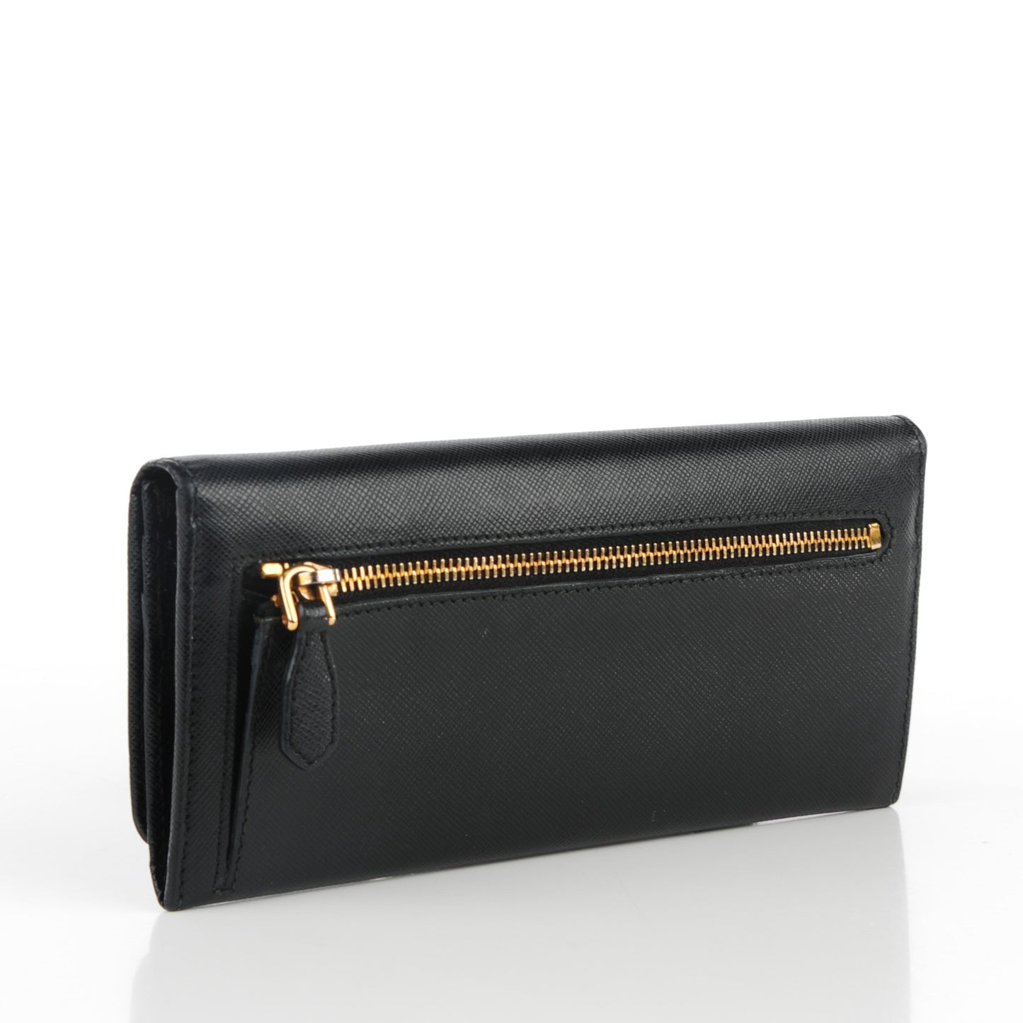 Saffiano Triangle Continental Flap Wallet Black