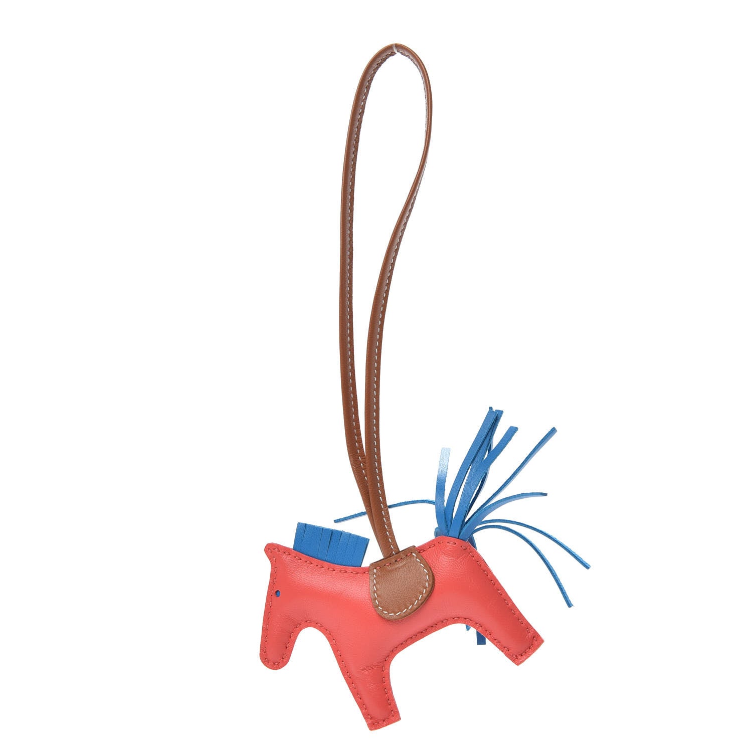 Hermes Milo Lambskin Grigri Rodeo Horse Bag Charm PM Rose Texas Bleu Zanzibar Gold 1 of 3