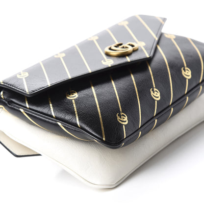 Gucci Calfskin Diagonal GG Medium Thiara Double Envelope Shoulder Bag Black White 7 of 12