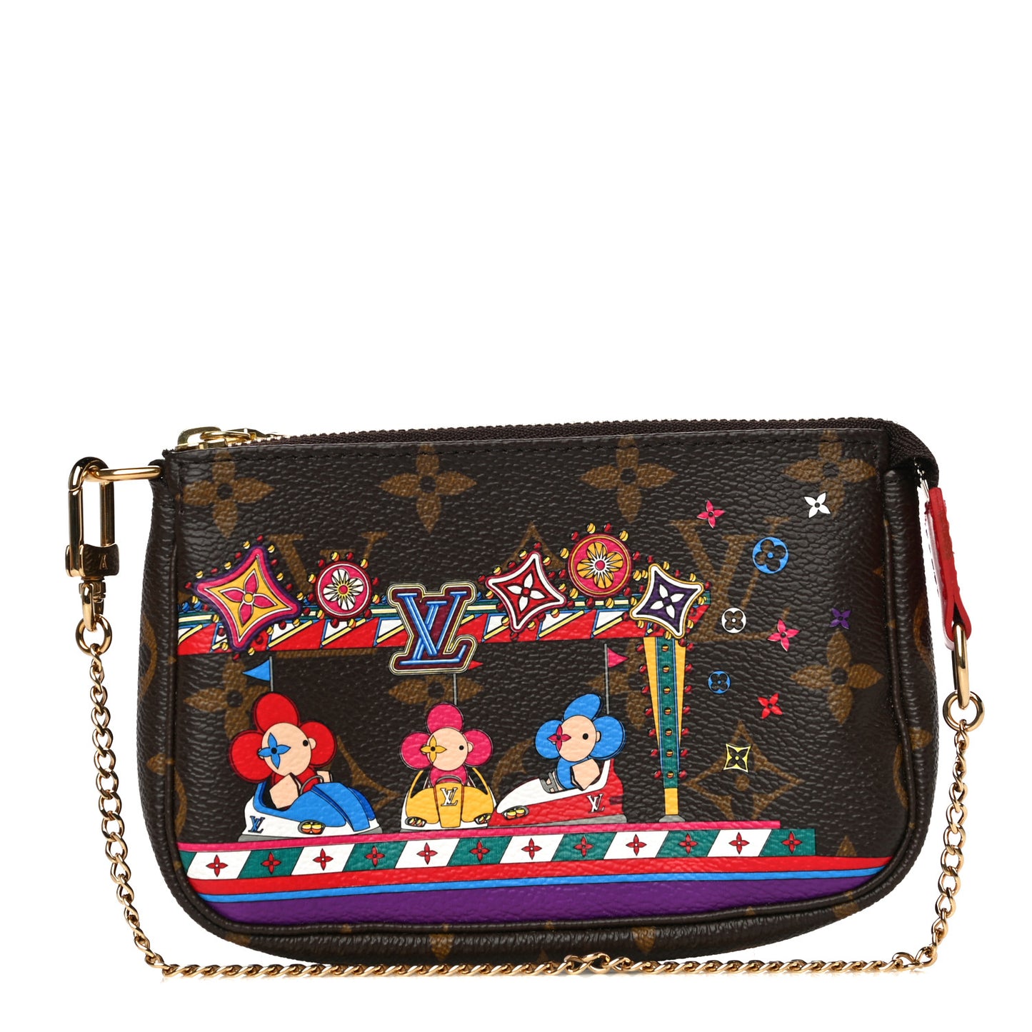 Monogram 2020 Christmas Animation Bumper Cars Mini Pochette Accessories Coquelicot