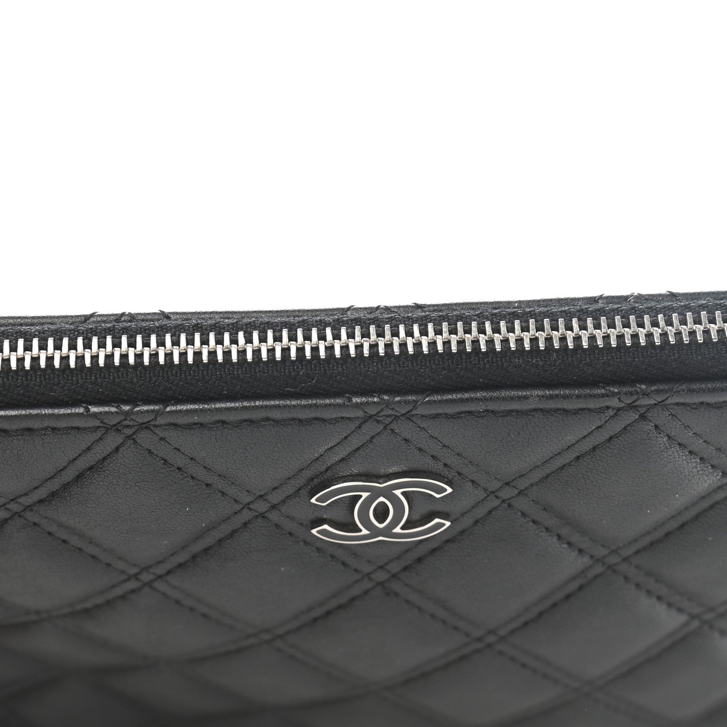 Chanel Lambskin Double Stitch Quilted Cosmetic Case Black 10 of 10