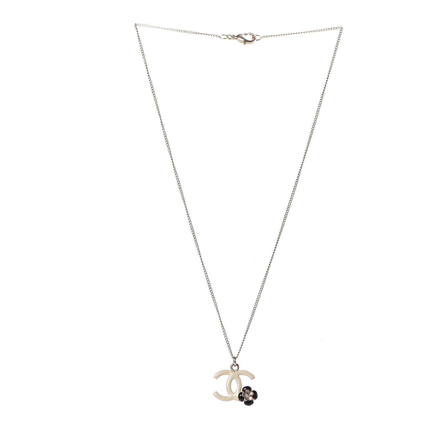 Chanel Enamel CC Camelia Necklace Gold White 3 of 5
