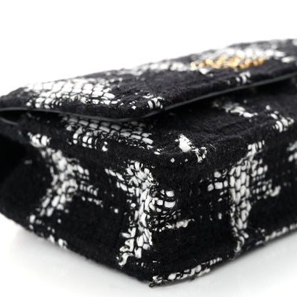 Chanel Tweed Quilted Chanel 19 Wallet On Chain WOC Black White 10 of 12
