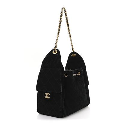 Chanel Suede Quilted Small Chanel 25 Handbag Black 3 of 11