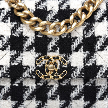 Chanel Tweed Quilted Large Chanel 19 Flap Black Ecru White 10 of 10