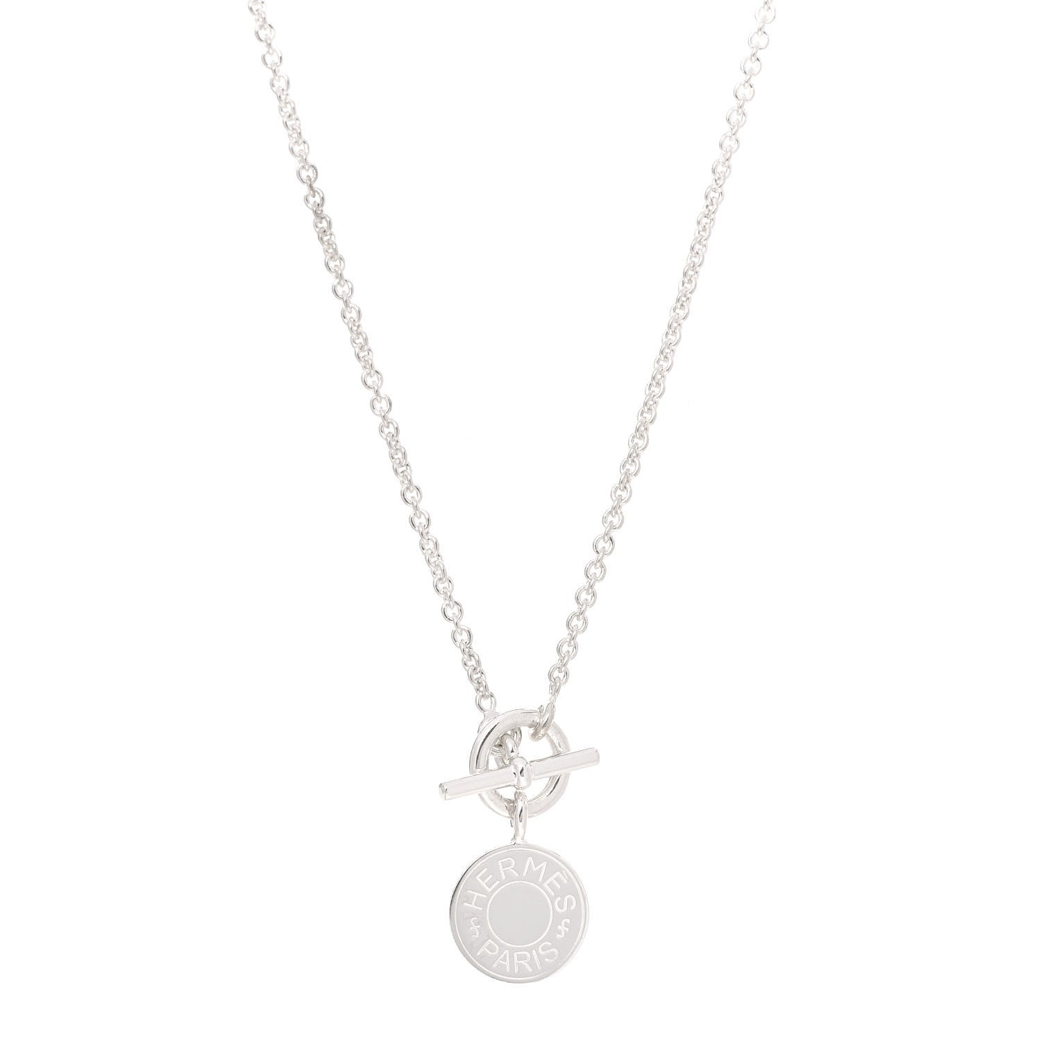Hermes Sterling Silver Mini Clou de Selle Charm Pendant Necklace 1 of 5
