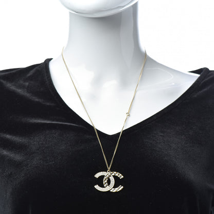 Chanel Baguette Crystal Quilted CC Pendant Necklace Gold 2 of 6