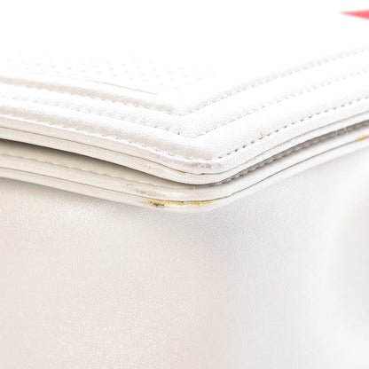 Chanel Lambskin Embossed New Medium Boy Cube Flap White 9 of 11