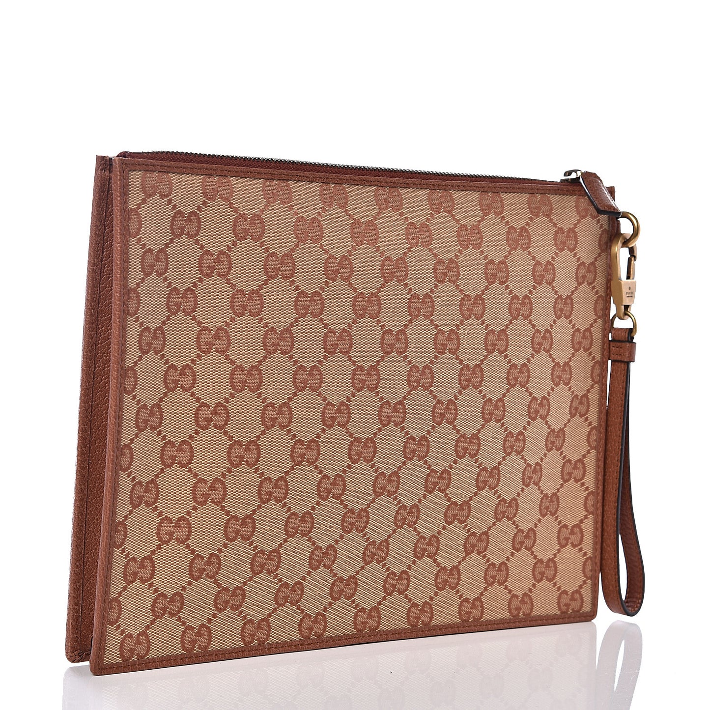 X MLB GG Monogram NY Yankees Zip Wristlet Pouch Beige Ruggine Ivory