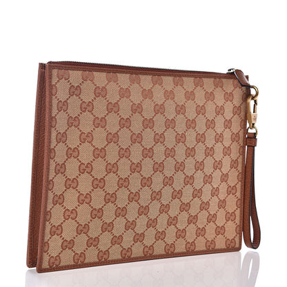 Gucci X MLB GG Monogram NY Yankees Zip Wristlet Pouch Beige Ruggine Ivory 2 of 9