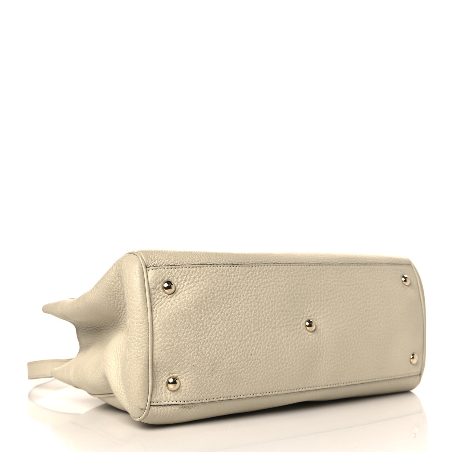 Gucci Pebbled Calfskin Medium Bamboo Shopper Tote Off White 4 of 12