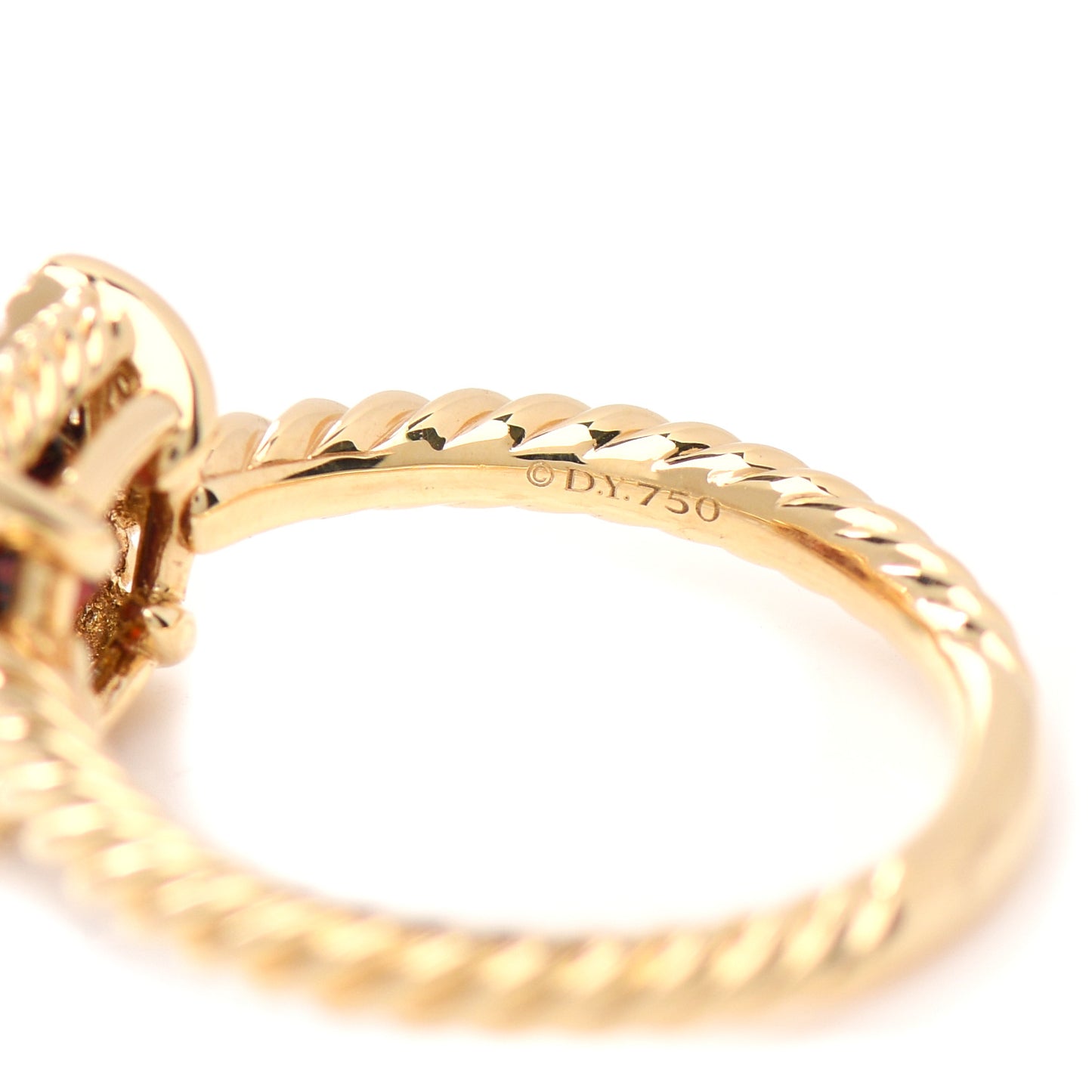 18K Yellow Gold Diamond Garnet 7mm Petite Chatelaine Pave Bezel Ring 54 6.75