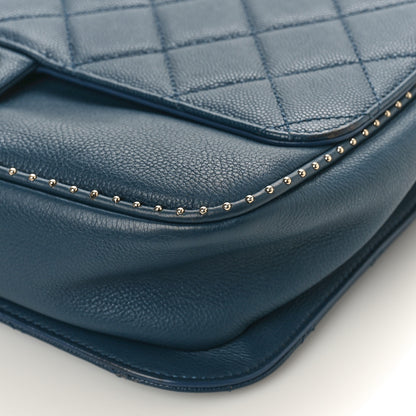 Chanel Caviar Quilted Large Studded Flap Blue 9 of 10