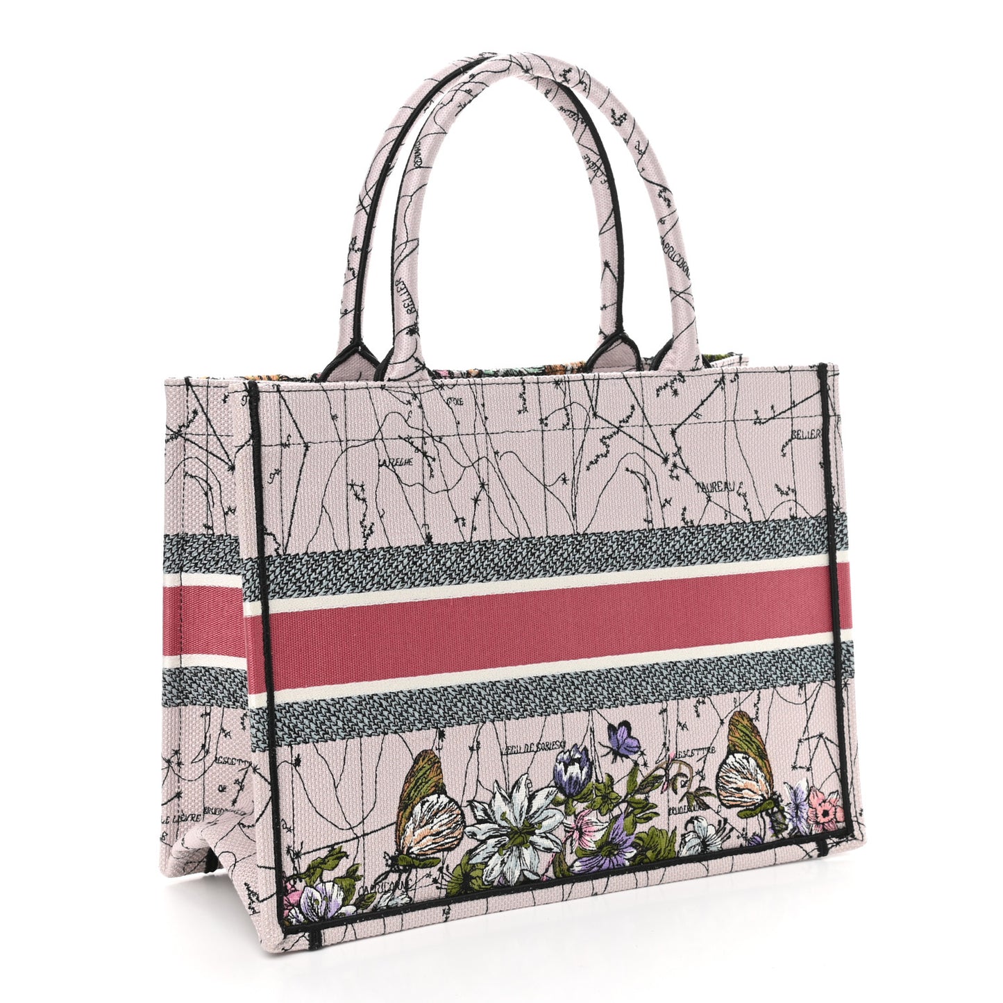 Canvas Embroidered Medium Zodiac Book Tote Latte Multicolor