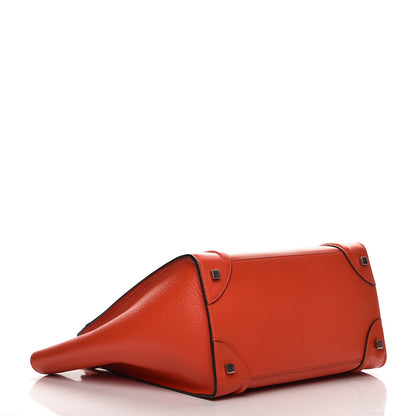 Celine Drummed Calfskin Mini Luggage Vermillion 4 of 7