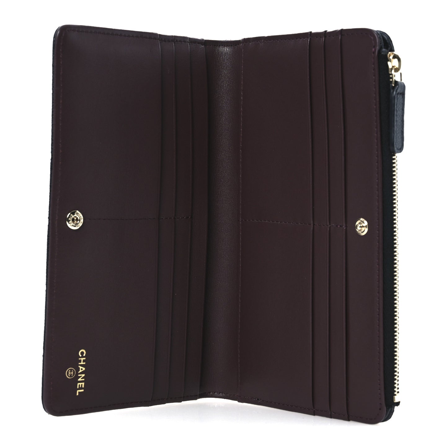 Caviar Quilted Long Zip Wallet Black
