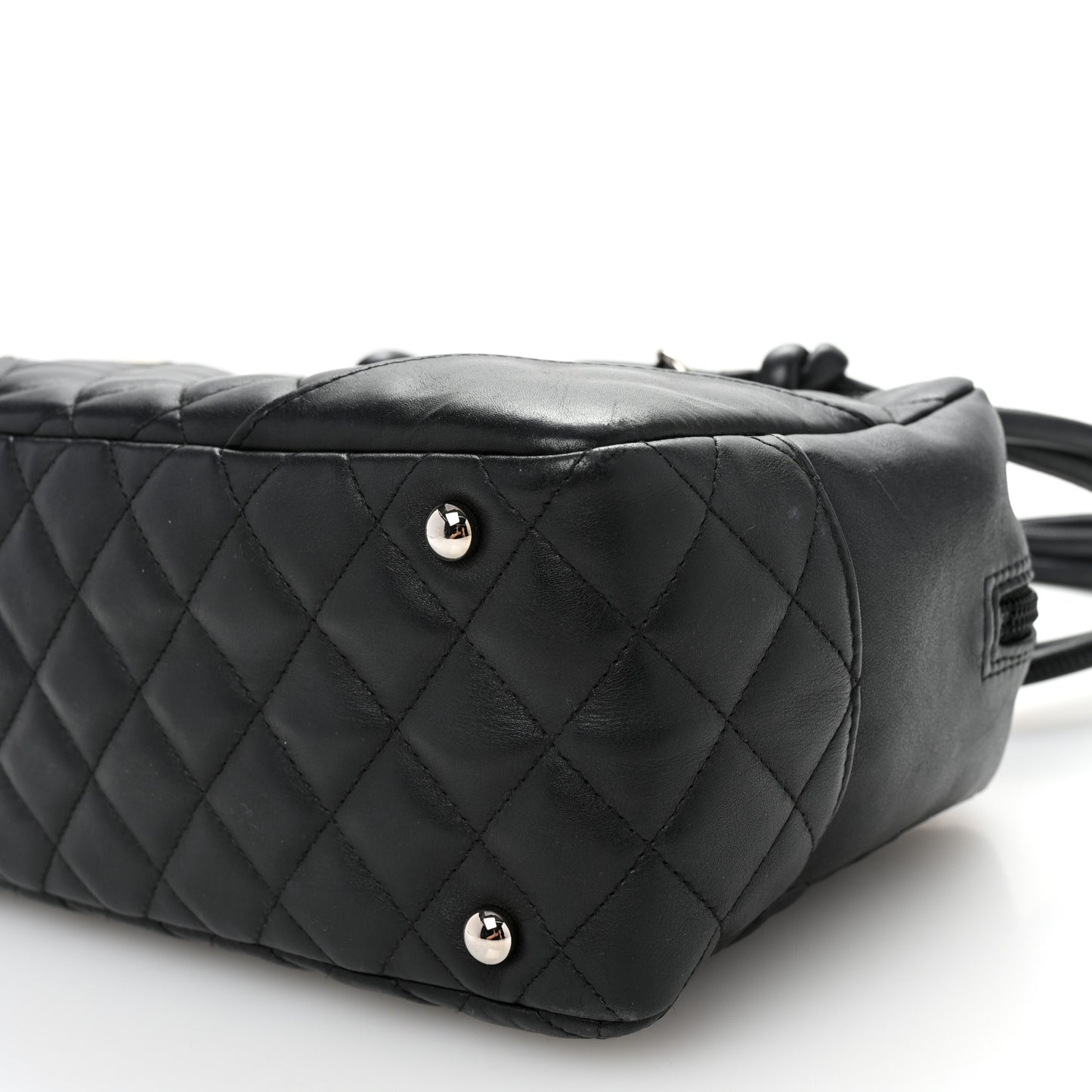Calfskin Quilted Large Cambon Bowler Black White