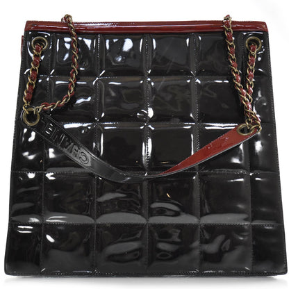 Chanel Patent Chocolate Bar Quilted Shoulder Bag Black and Red 1 of 9