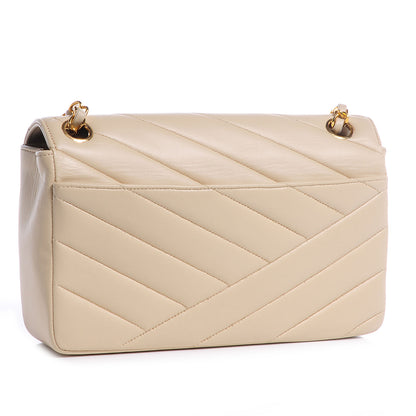 Chanel Lambskin Chevron Small Single Flap Beige 3 of 8