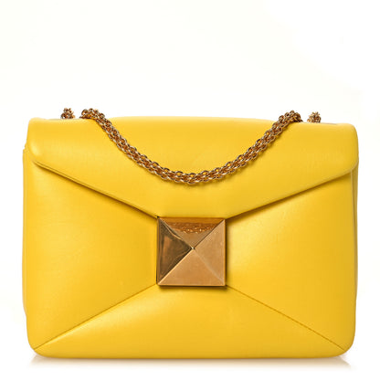 Valentino Garavani Nappa One Stud Chain Clutch Yellow 1 of 15