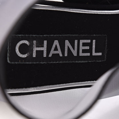 Chanel Mesh Grosgrain Camellia Short Boots 39 Grey Black 7 of 10