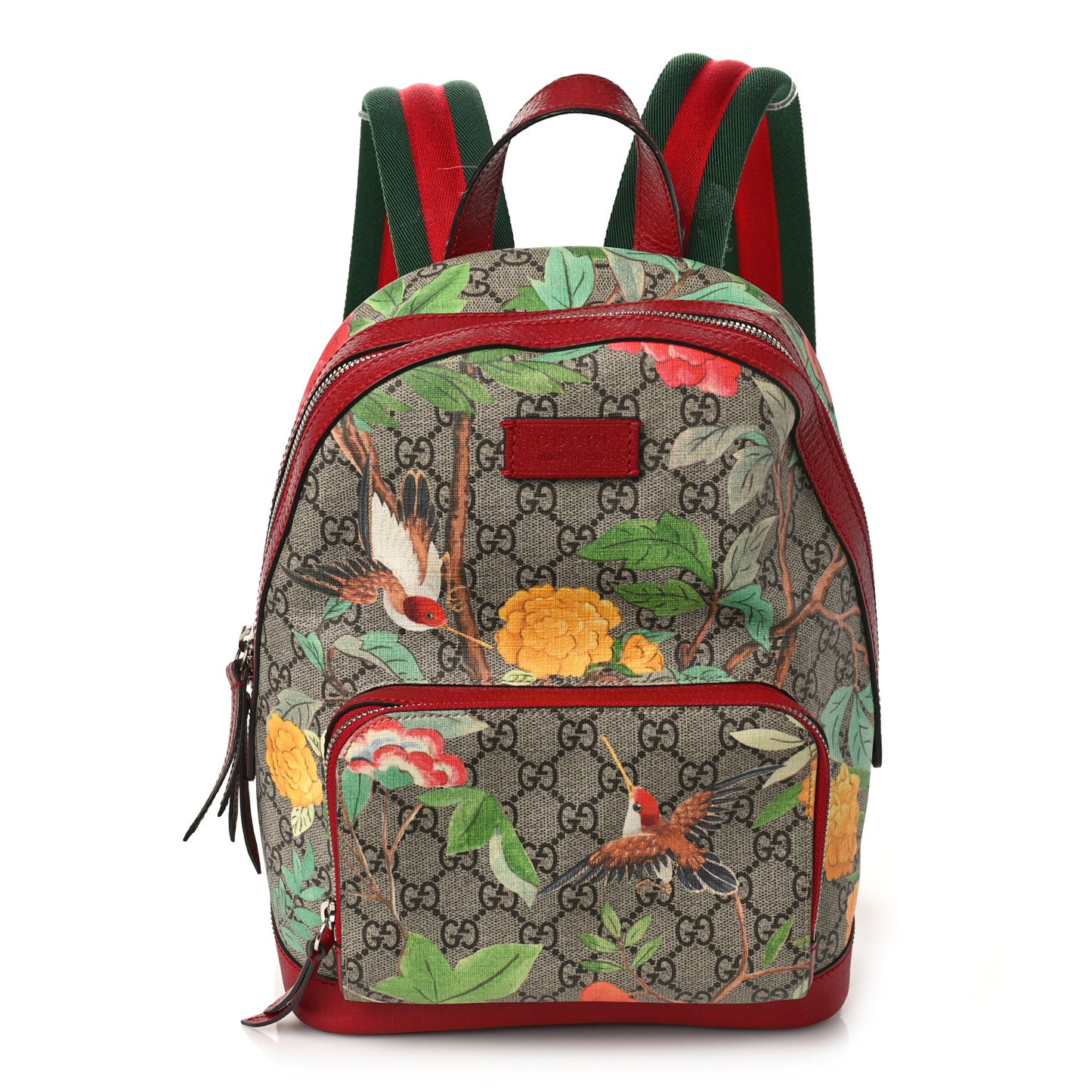 GG Supreme Monogram Tian Web Small Day Backpack Beige Multicolor Red