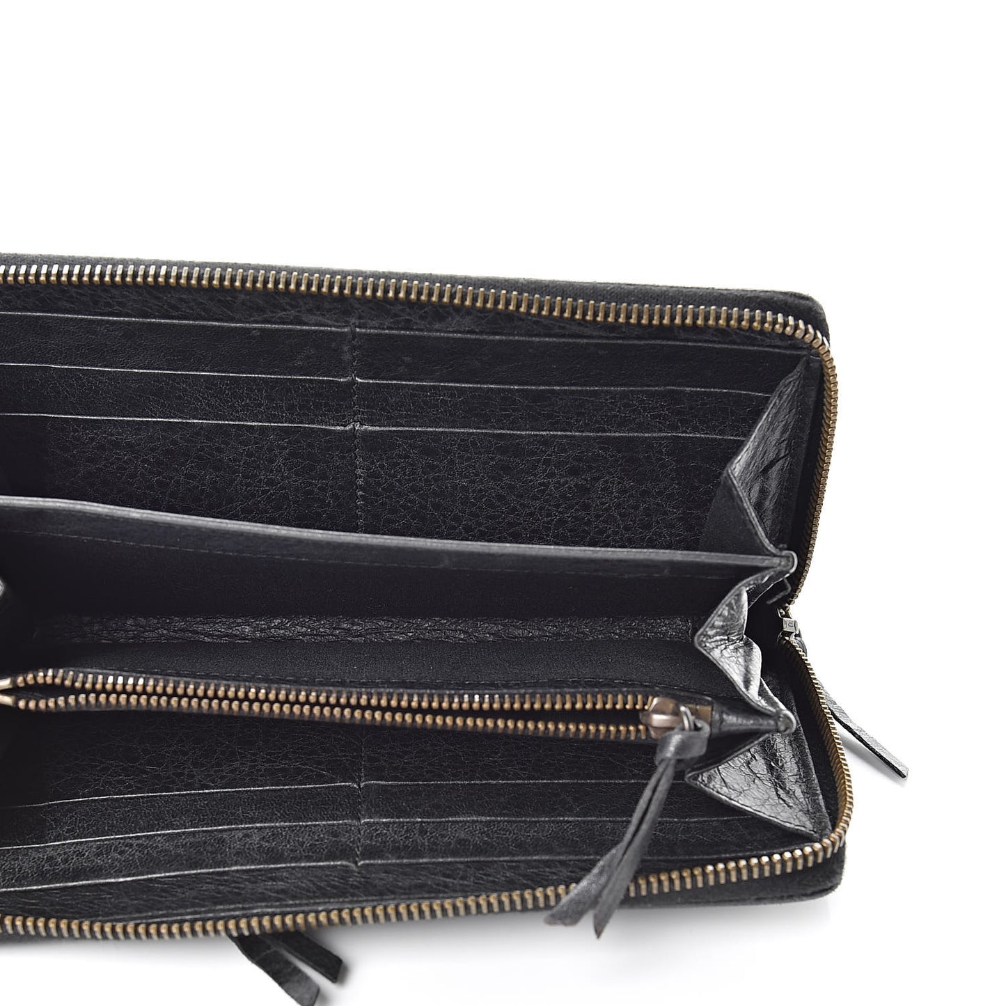 Agneau Classic Hardware Continental Zip Around Wallet Black
