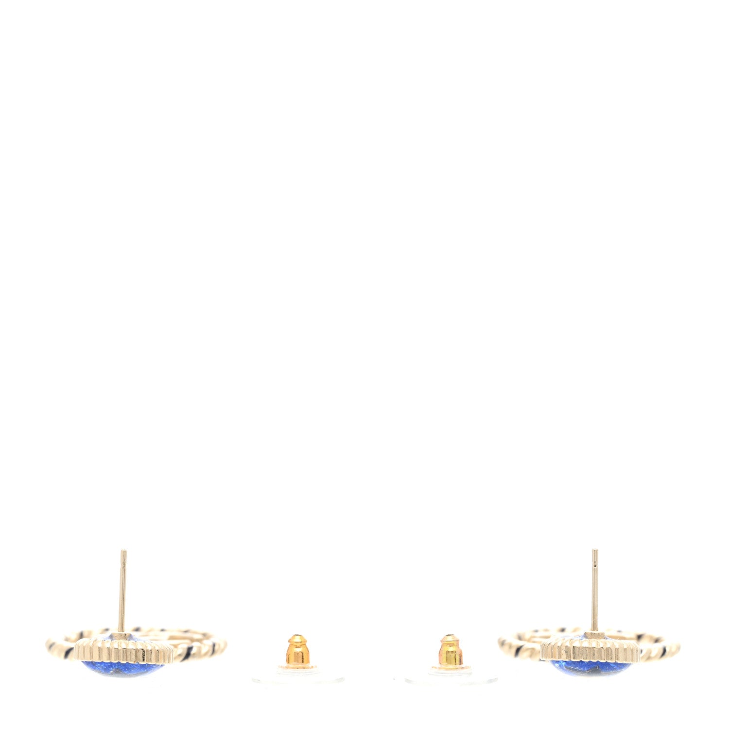 Chanel Resin Star CC Drop Earrings Blue Gold 3 of 4