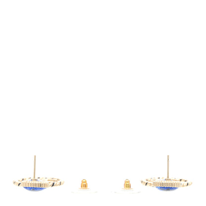 Chanel Resin Star CC Drop Earrings Blue Gold 3 of 4