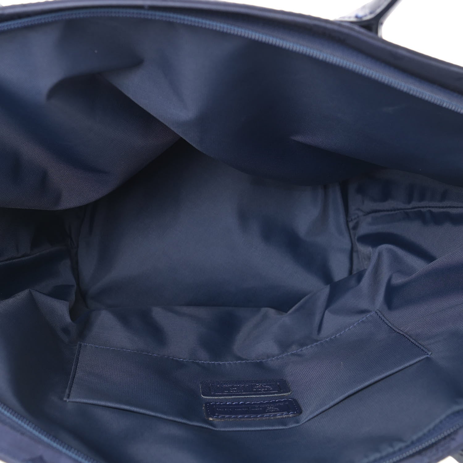 MCM Nylon Monogram Calfskin Tote Navy 5 of 12