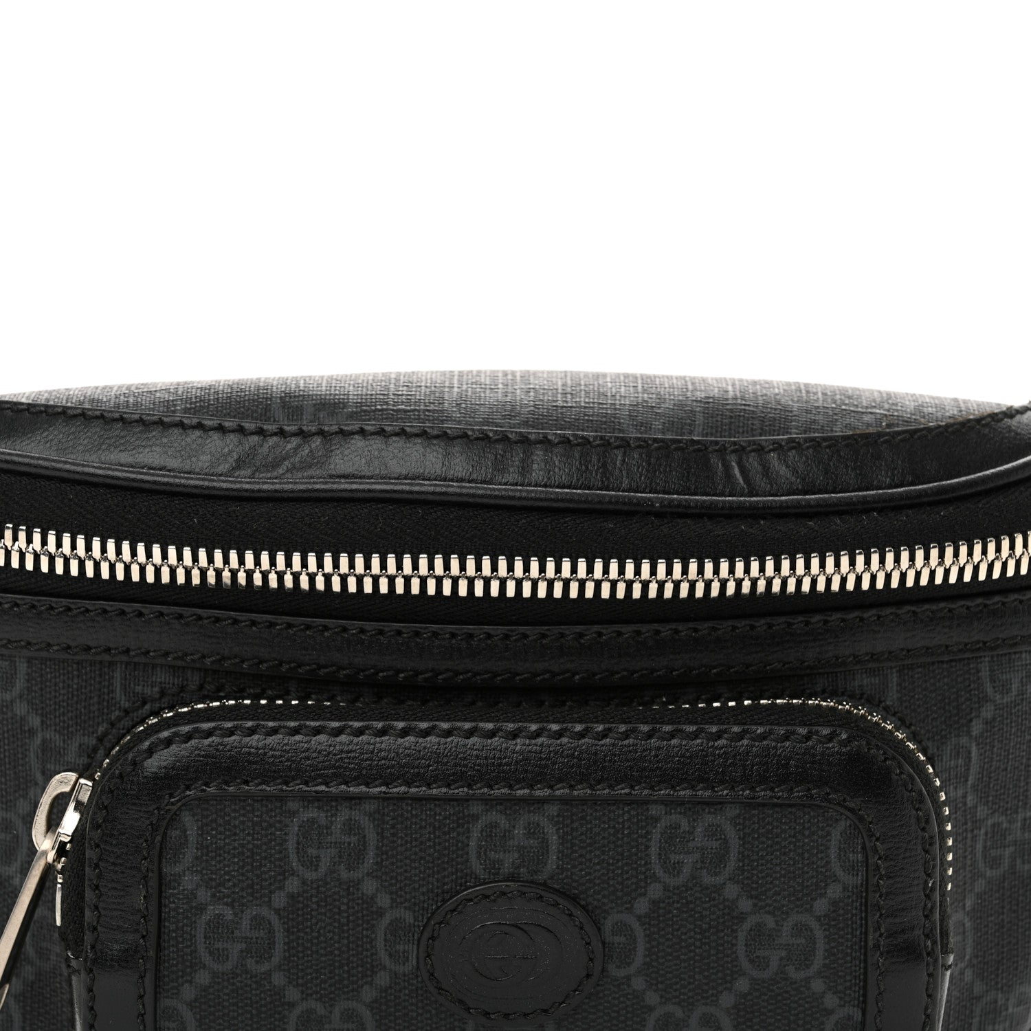 Gucci GG Supreme Monogram Textured Calfskin Retro Interlocking G Belt Bag Black 9 of 11