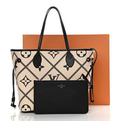 Louis Vuitton Empreinte Monogram Giant Broderies Neverfull MM Cream Black 12 of 12